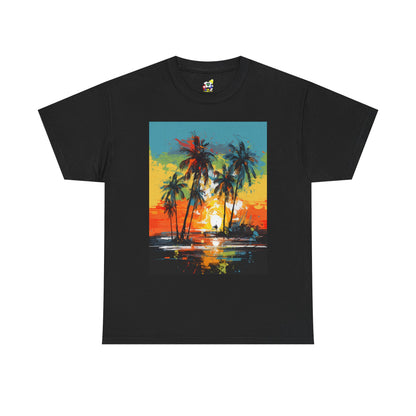 Men's Tee - Caribbean Vibes Sunset #2 Heavy Cotton T-Shirt