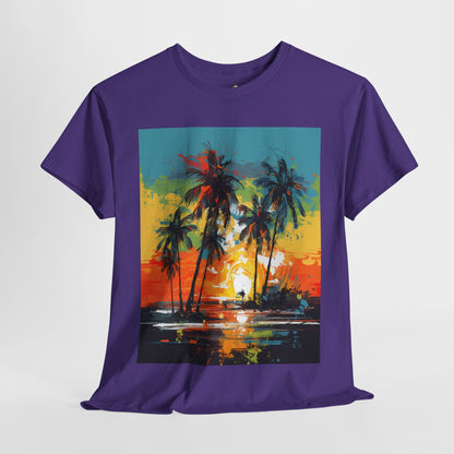 Men's Tee - Caribbean Vibes Sunset #2 Heavy Cotton T-Shirt