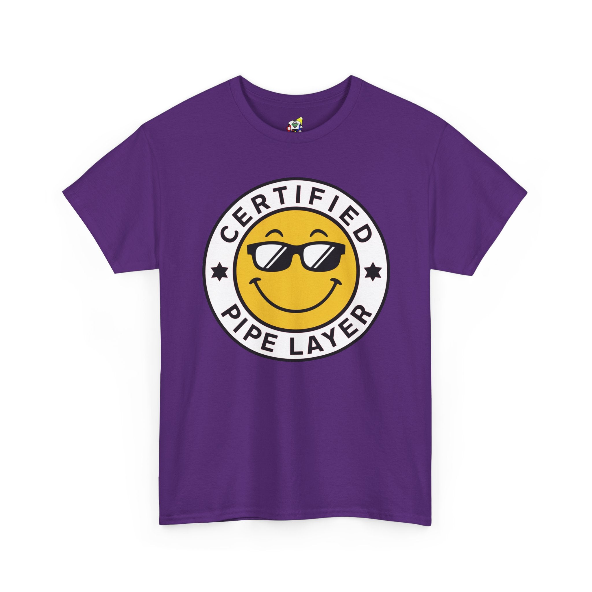 Men's Tee - Certified Pipe Layer Happy Face Black Heavy Cotton T-Shirt
