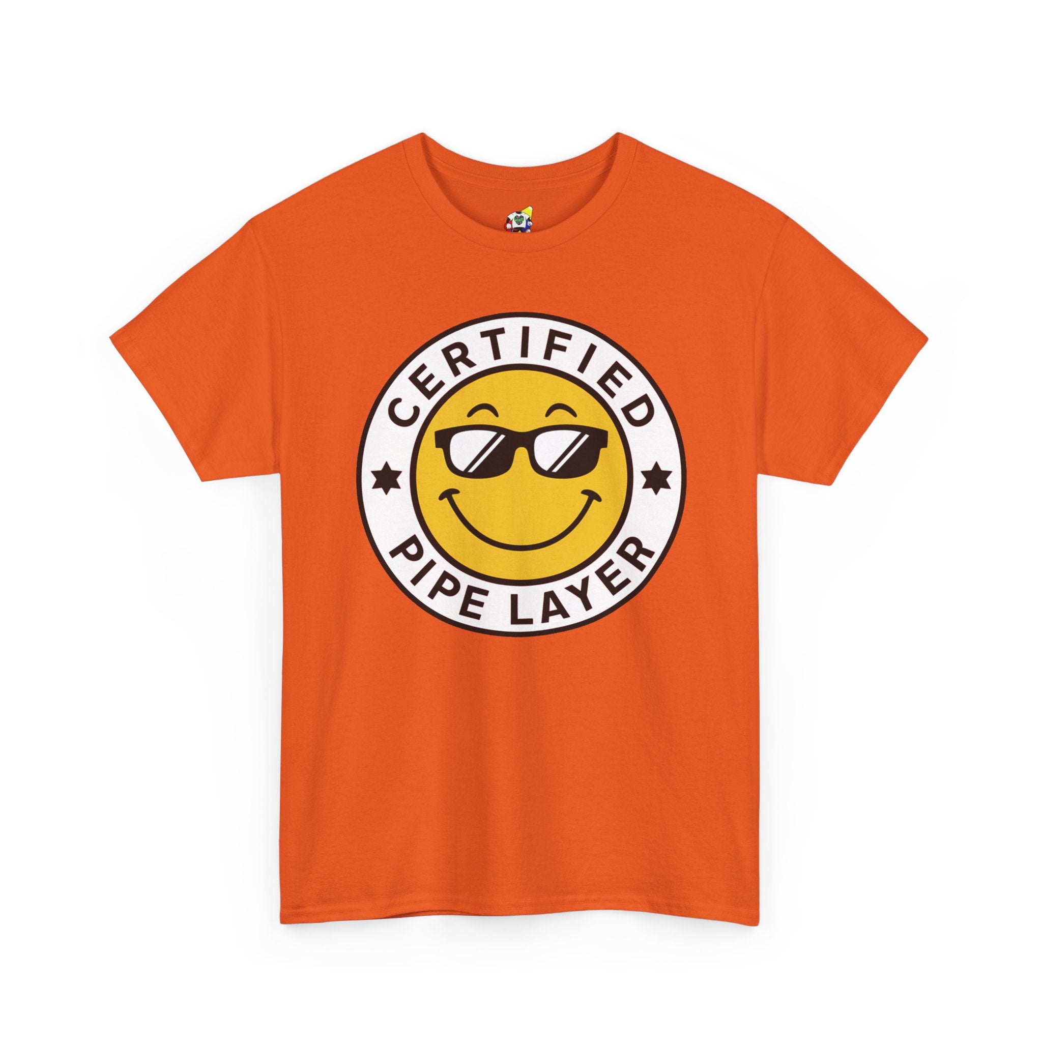 Men's Tee - Certified Pipe Layer Happy Face Black Heavy Cotton T-Shirt