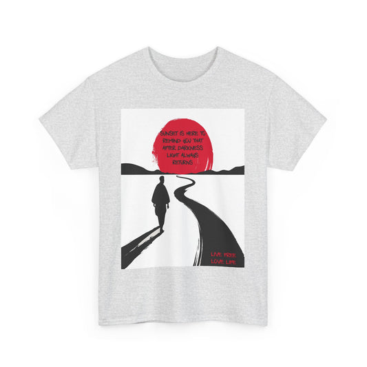 Men's Tee - Positive Japanese Sunset Heavy Cotton T-Shirt