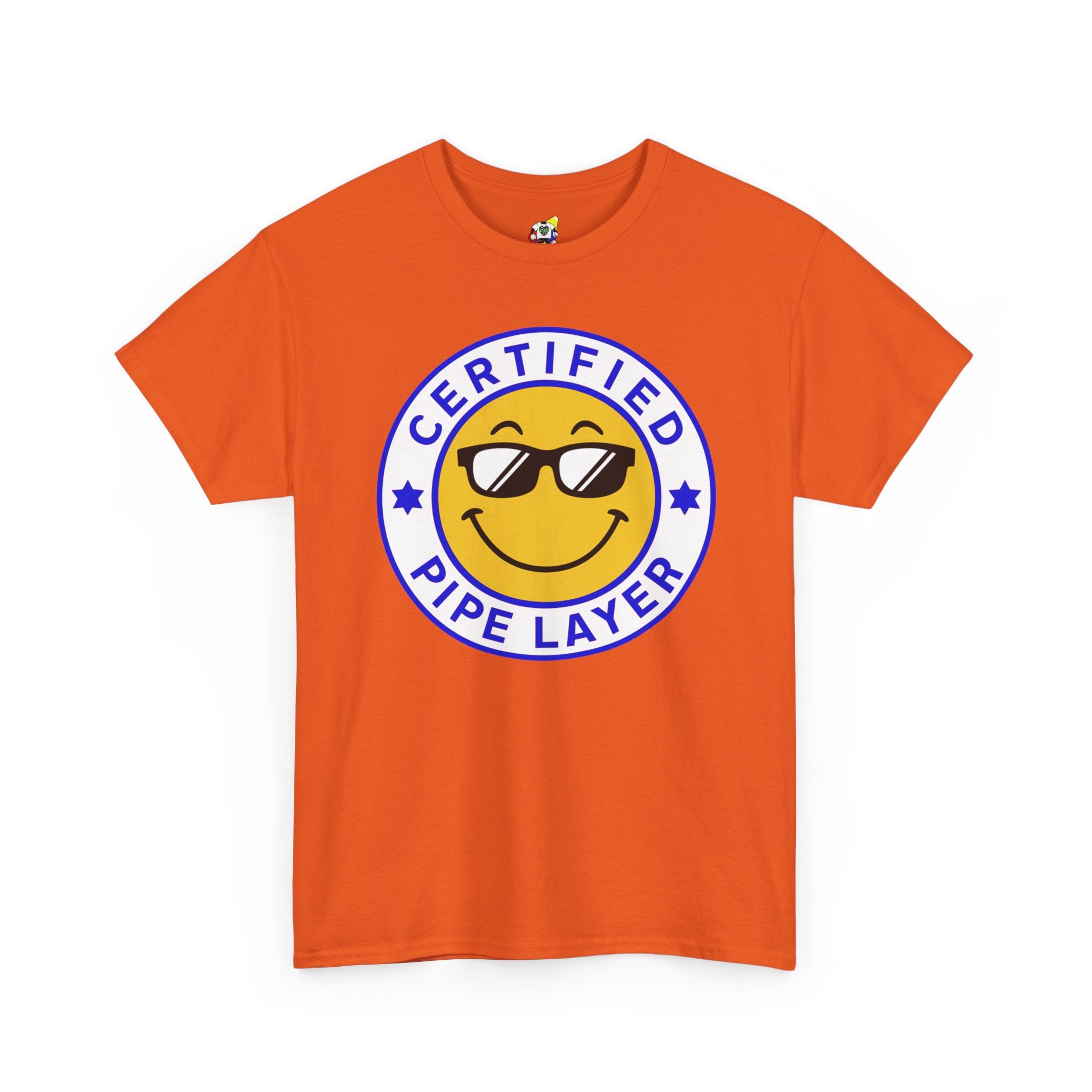 Men's Tee - Certified Pipe Layer Happy Face Blue Heavy Cotton T-Shirt