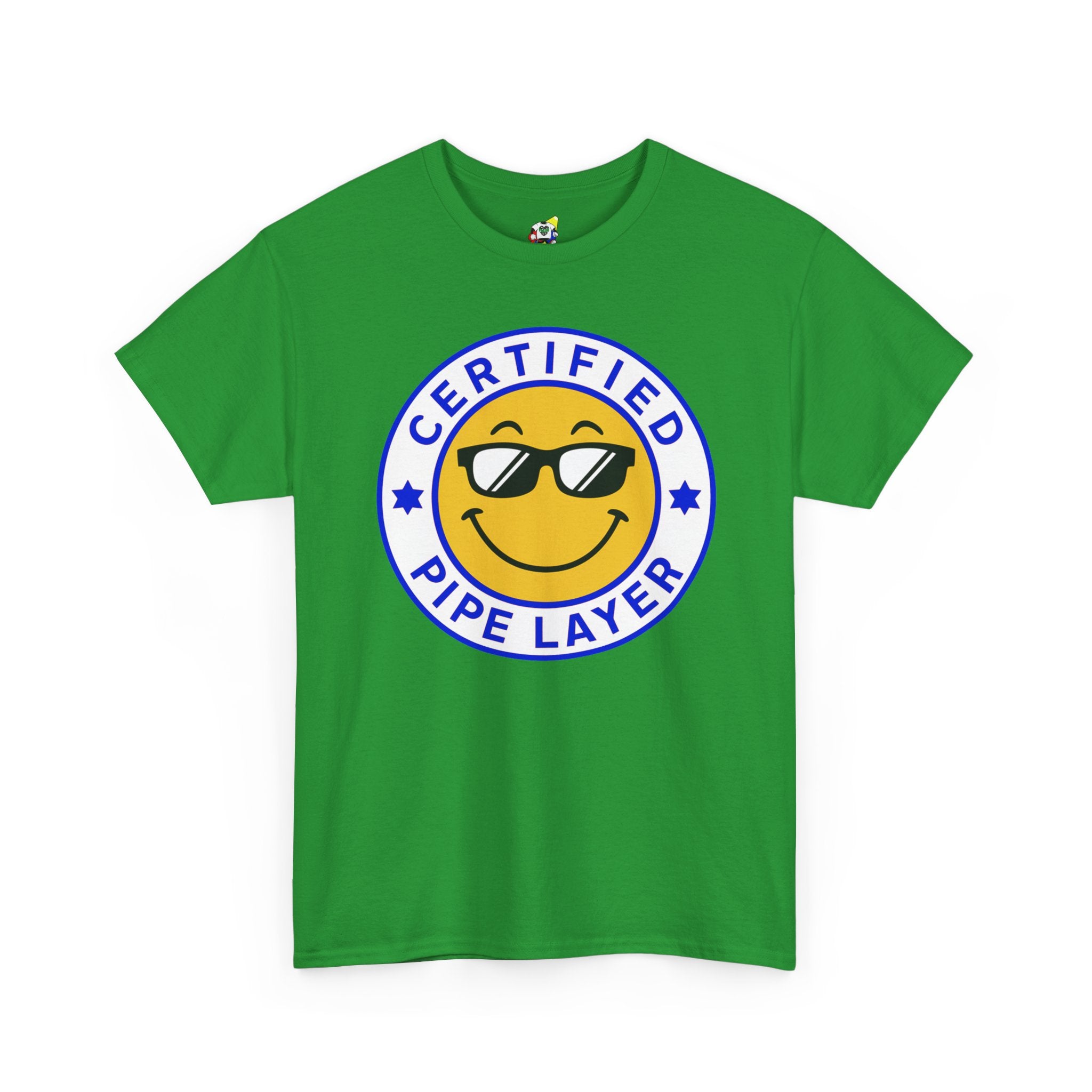 Men's Tee - Certified Pipe Layer Happy Face Blue Heavy Cotton T-Shirt
