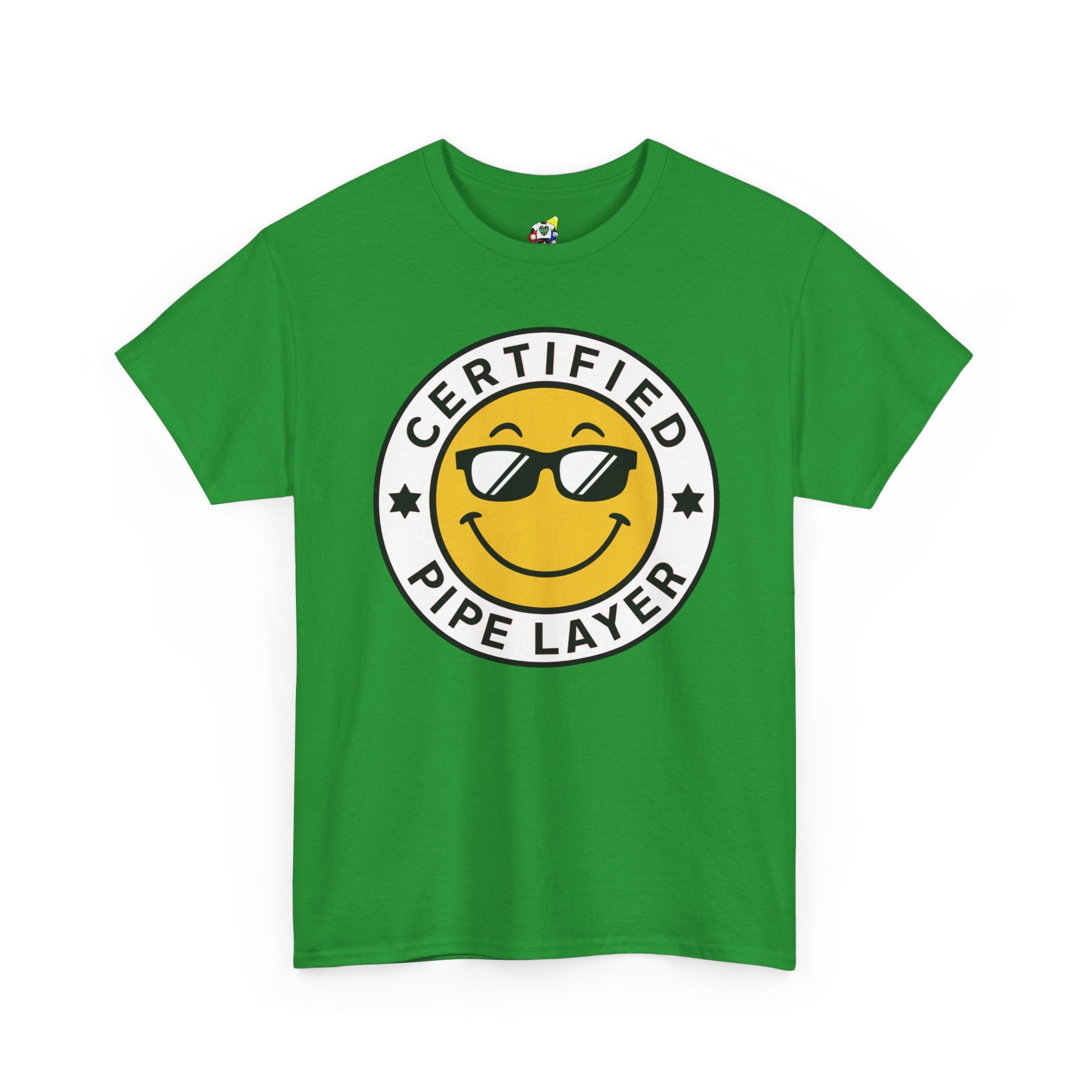 Men's Tee - Certified Pipe Layer Happy Face Black Heavy Cotton T-Shirt