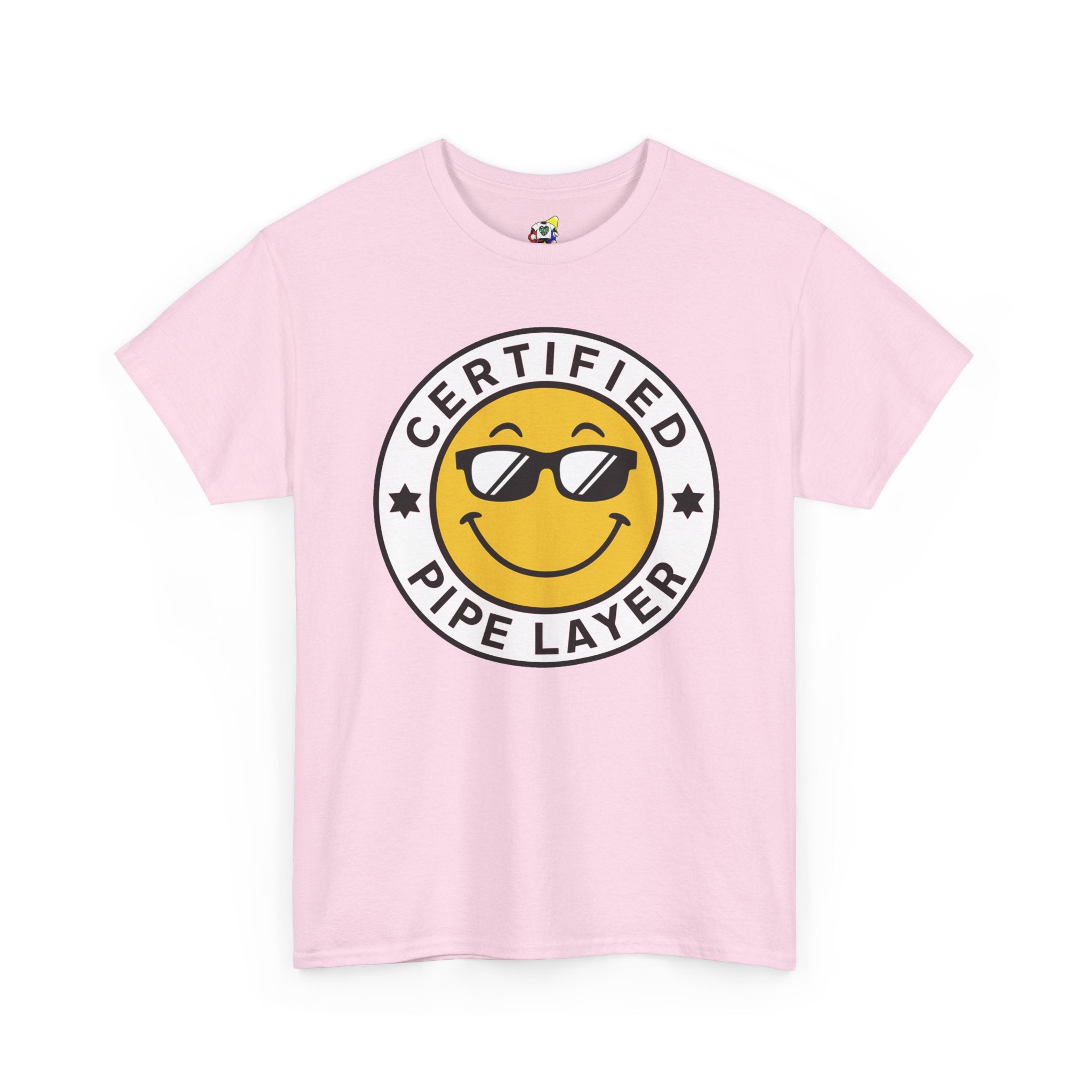 Men's Tee - Certified Pipe Layer Happy Face Black Heavy Cotton T-Shirt