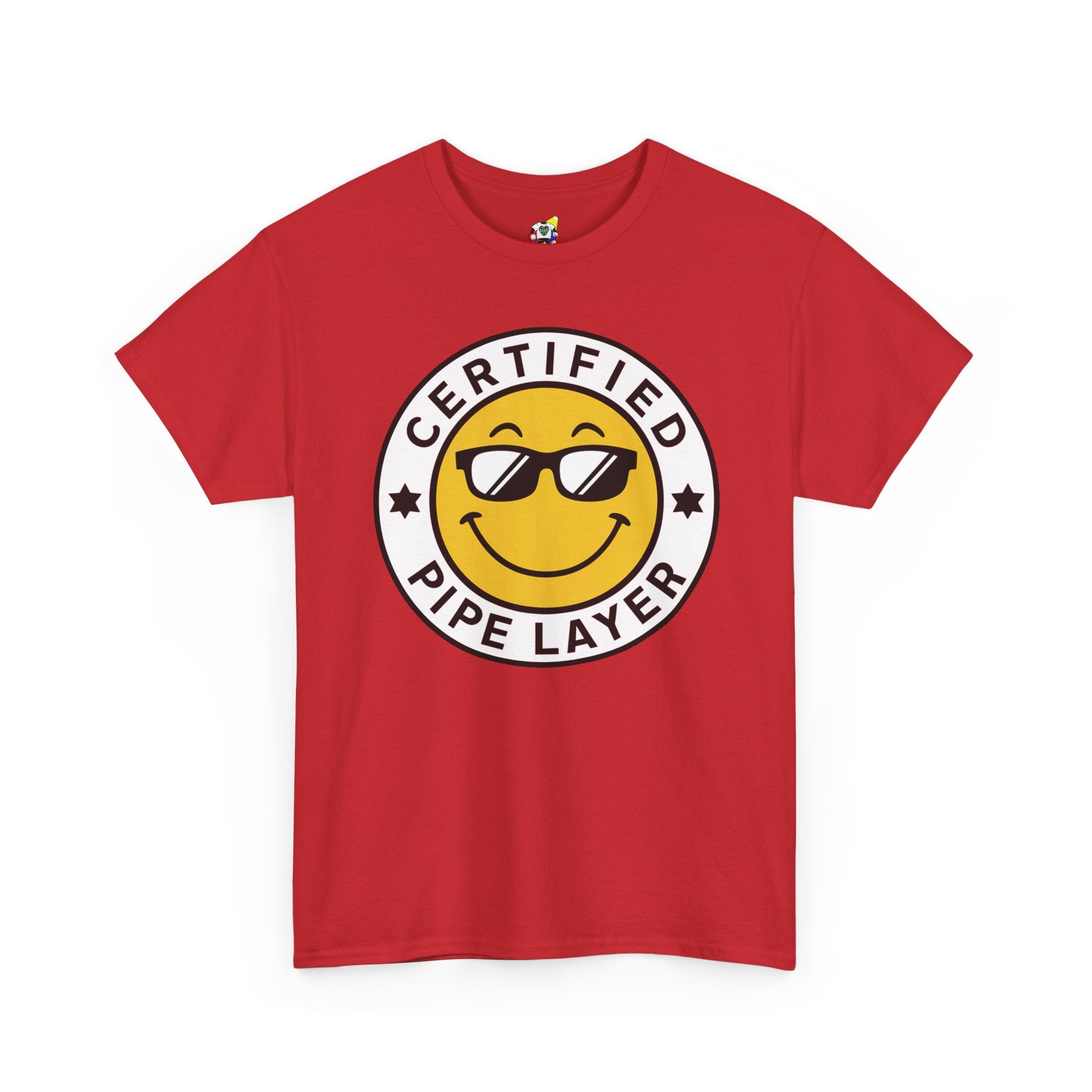 Men's Tee - Certified Pipe Layer Happy Face Black Heavy Cotton T-Shirt