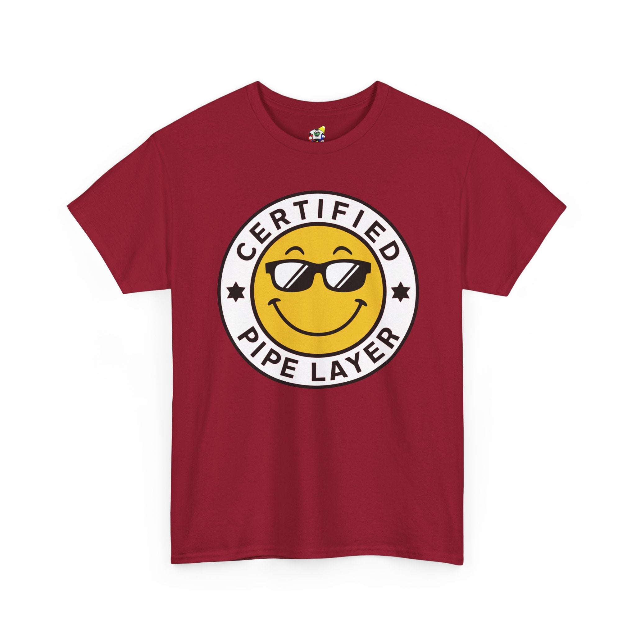 Men's Tee - Certified Pipe Layer Happy Face Black Heavy Cotton T-Shirt