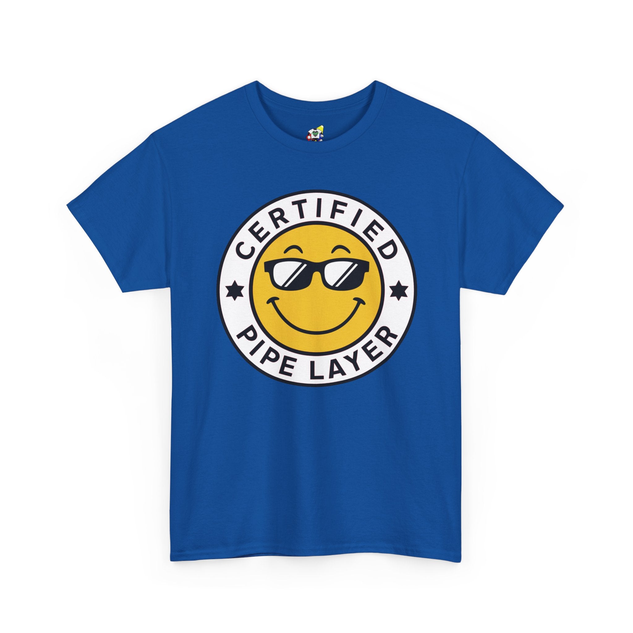 Men's Tee - Certified Pipe Layer Happy Face Black Heavy Cotton T-Shirt